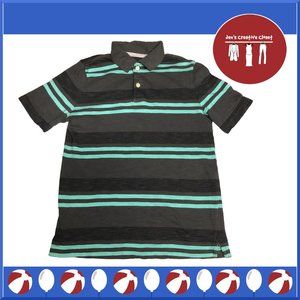 Boy's Urban Pipeline Charcoal Gray and Turquoise Striped Polo Shirt